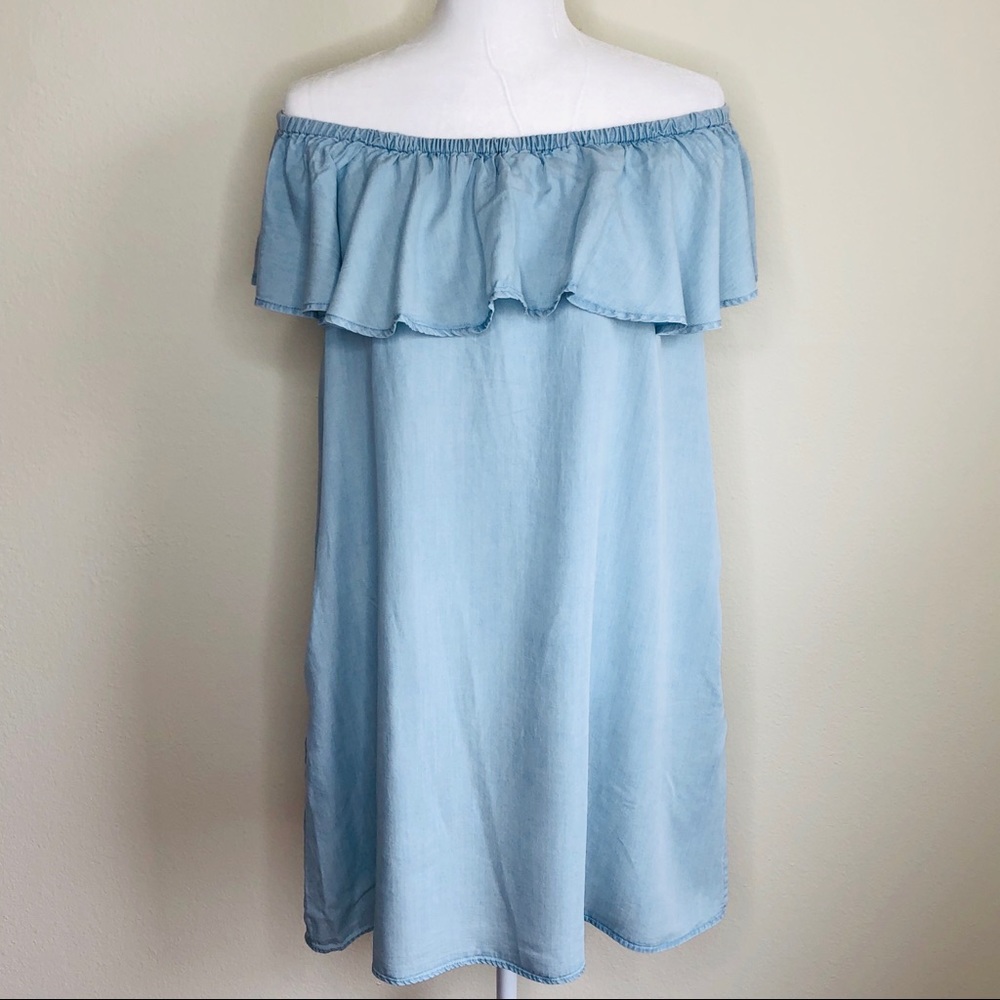 Philosophy Off Shoulder Light Blue Swing Dress